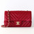 CHANEL Chanel Classic Mini Rectangular 18B Red Chevron Caviar Light Gold Hardware 