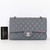 CHANEL Chanel Classic Medium Flap 17B Gray Quilted Caviar Silver Hardware 