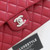 CHANEL Chanel Classic  Medium Flap 17B Red Quilted Caviar Silver Hardware 