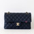 CHANEL Chanel Classic Small Flap 21B Navy Quilted Caviar Light Gold Hardware 