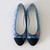  Chanel 23P Denim Embroidered Grosgrain CC Cap Toe Ballerina Flats Blue Black 37 