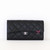 CHANEL Classic Flap Wallet Black Quilted Caviar Silver Hardware 