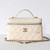 CHANEL Trendy Top Handle Vanity Case 25C Beige Caviar Light Gold Handle