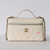 CHANEL Trendy Top Handle Vanity Case 25C Beige Caviar Light Gold Handle