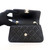 CHANEL Phone Holder with Chain 25S Black Quilted Lambskin Light Gold Hardware 