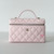 CHANEL Vanity Top Handle Bag with Chain 26C Light Pink Quilted Caviar Light Gold Hardware 