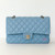 CHANEL Classic Medium Flap 23P Light Blue Quilted Caviar Light Gold Hardware 