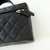 CHANEL Vanity Top Handle  Bag with Chain 26C Black Quilted Caviar Light Gold Hardware 