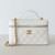 CHANEL Vanity with Chain 26P White Quilted Caviar Gold Hardware 