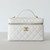 CHANEL Vanity with Chain 26P White Quilted Caviar Gold Hardware 