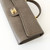 Clutch Top Handle with Chain Khaki Lizard Embossed Gold Hardware
