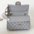 CHANEL Classic Small Flap 21A Gray Quilted Caviar Light Gold Hardware 