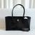 Small Cerf Shopping Bag 26K Black Croc Embossed Calfskin Gold Hardware
