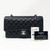 VAN CLEEF 
ARPELS Chanel Classic Medium Double Flap Black Quilted Caviar with silver hardware 