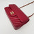 Chanel 18B Mini Rectangular Raspberry Red Chevron Caviar with light gold hardware