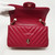 Chanel 18B Mini Rectangular Raspberry Red Chevron Caviar with light gold hardware