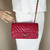 Chanel 18B Mini Rectangular Raspberry Red Chevron Caviar with light gold hardware