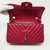 VAN CLEEF & ARPELS Chanel 18B Mini Rectangular Raspberry Red Chevron Caviar with light gold hardware 