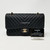 Chanel 19S Classic Medium Double Flap Black Matte Chevron Caviar with light gold hardware