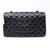 Classic Medium Double Flap Black Quilted Caviar with silver hardware