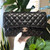 Classic Medium Double Flap Black Quilted Caviar with silver hardware