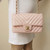 VAN CLEEF 
ARPELS Classic Mini Rectangular 17C Pink Chevron Calfskin with brushed gold hardware 