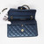 VAN CLEEF 
ARPELS Chanel Classic Small Double Flap 18S Pearly Blue Quilted Caviar with light gold hardware 