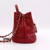 Chanel Drawstring Bucket 19B Red Quilted Caviar with shiny light gold hardware