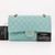 VAN CLEEF & ARPELS Chanel Classic Medium Double Flap 20C Tiffany Blue Quilted Caviar with light gold hardware 