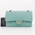VAN CLEEF & ARPELS Chanel Classic Medium Double Flap 20C Tiffany Blue Quilted Caviar with light gold hardware 