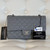 VAN CLEEF & ARPELS Chanel Classic Medium Double Flap 17B Gray/Grey Quilted Caviar with silver hardware 