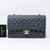 VAN CLEEF & ARPELS Chanel Classic Medium Double Flap 21B Dark Gray/Grey Quilted Caviar with light gold hardware 