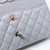 VAN CLEEF & ARPELS Chanel Classic Medium Double Flap 21A Gray/Grey Quilted Caviar with light gold hardware 
