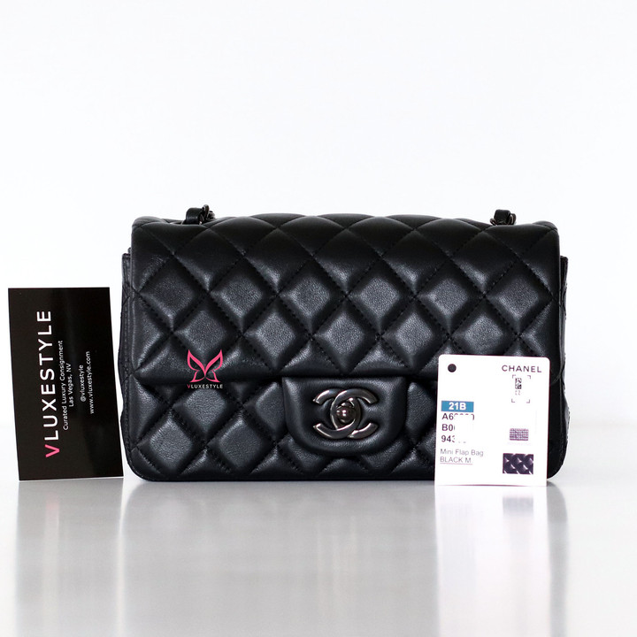 CHANEL Partial payment: Chanel Classic Mini Rectangular 21B So Black Quilted Lambskin Black hardware 