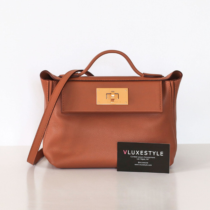 HERMES Hermes 24 24 21 Mini Evercolor Gold  with Gold hardware 