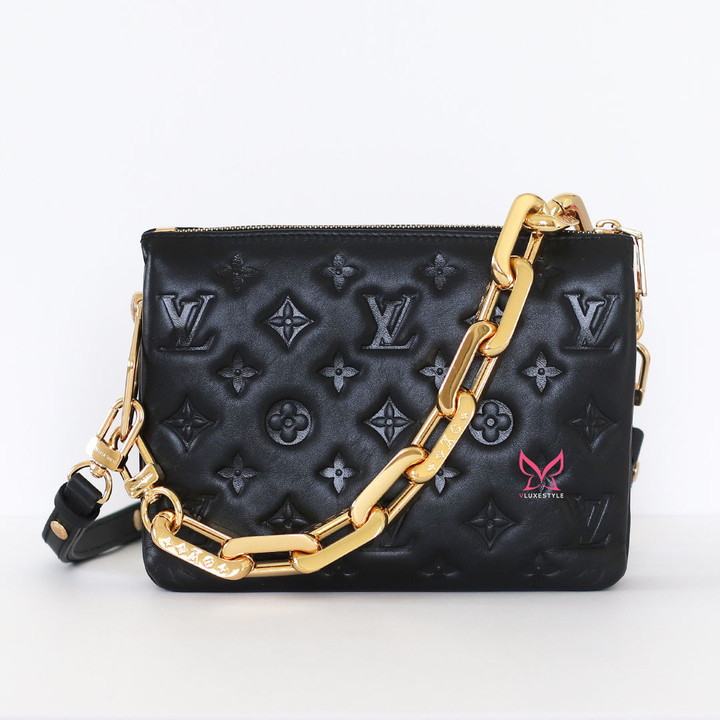 Louis Vuitton Coussin BB Black Embossed Monogram Lambskin Gold