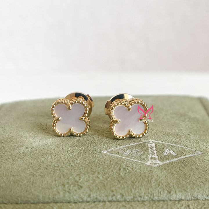 VAN CLEEF & ARPELS Sweet Alhambra Mother of Pearl 18K Yellow Gold Earrings 