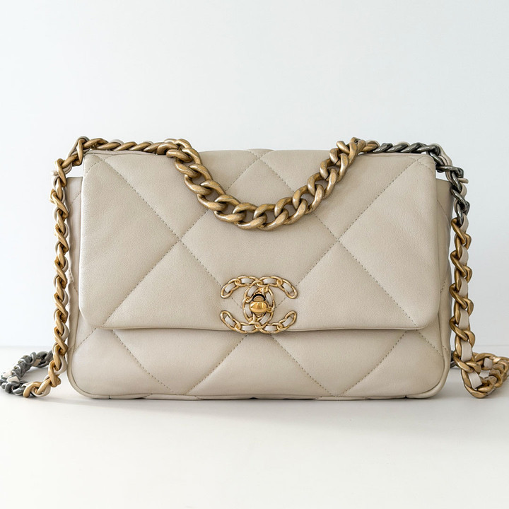 Small 19 Flap Light Beige Lambskin Mixed Hardware Small 19 Flap Light Beige Lambskin Mixed Hardware