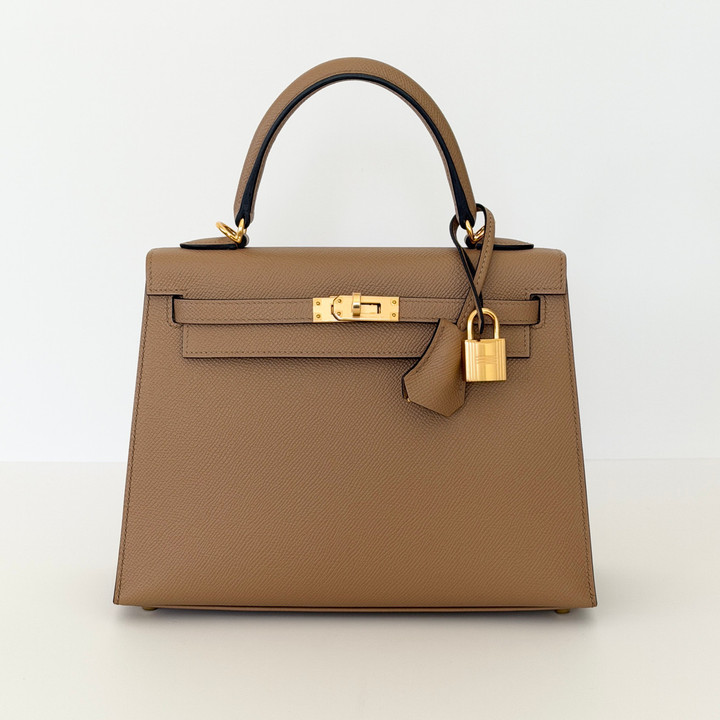 HERMES Kelly 25 Chai Epsom Gold Hardware 