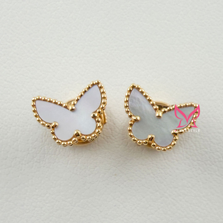 Sweet Butterflies Earstuds Mother of Pearl 18K Yellow Gold