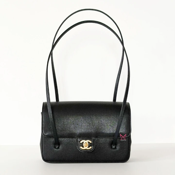 CHANEL Small Preppy Coco Flap 26S Black Caviar Gold Hardware 
