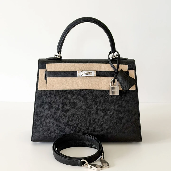 Kelly 25 Black Epsom Palladium G