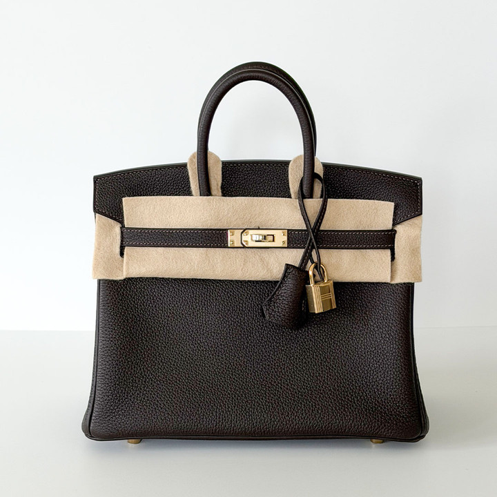 HERMES Birkin 25 Bai Brun Togo Permabrass Hardware K 