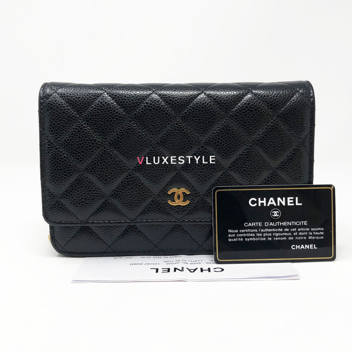 Chanel Classic Wallet on Chain Black Quilted Caviar with gold hardware