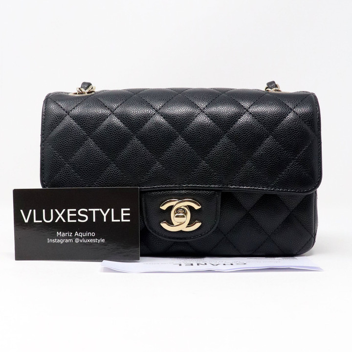 VAN CLEEF & ARPELS 20% Non-refundable deposit to reserve: Chanel Classic Mini Rectangular Black Quilted Caviar with light gold hardware 