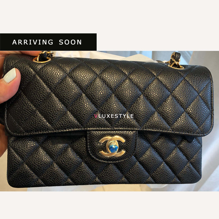 Chanel Classic Small Double Flap Black Quilted Caviar with gold hardware-1653436445