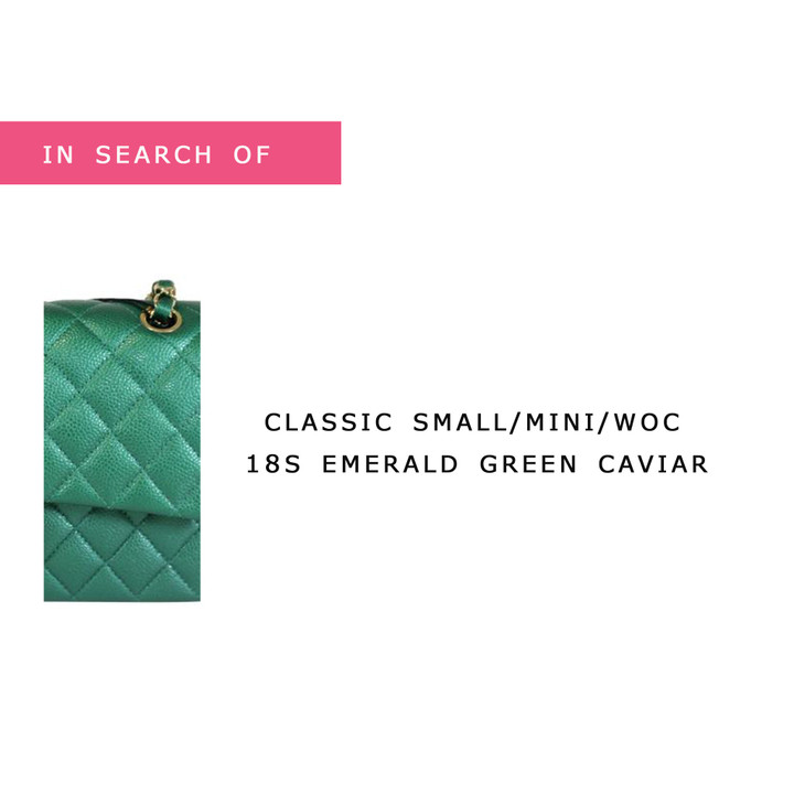IN SEARCH OF Chanel Classic Small/Mini/Wallet on Chain 18S Emerald Green with light gold hardware