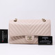 VAN CLEEF & ARPELS Chanel Classic Medium Double Flap 20B Ivory/Beige Chevron Caviar with light gold hardware 