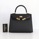 VAN CLEEF 
ARPELS Hermes Kelly 25 Black Epsom Sellier with gold plated hardware 