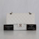 VAN CLEEF & ARPELS Chanel Classic Medium Double Flap White Quilted Caviar with silver hardware 